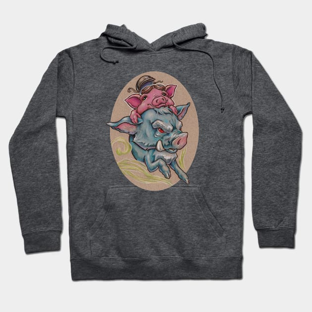 Piggy riding Hog (or a Hog Riding Piggie?) Hoodie by justteejay